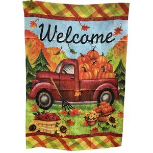 Welcome Fall House Flag Pumpkin Sunflower Rustic Farm Truck Outdoor Home Decor